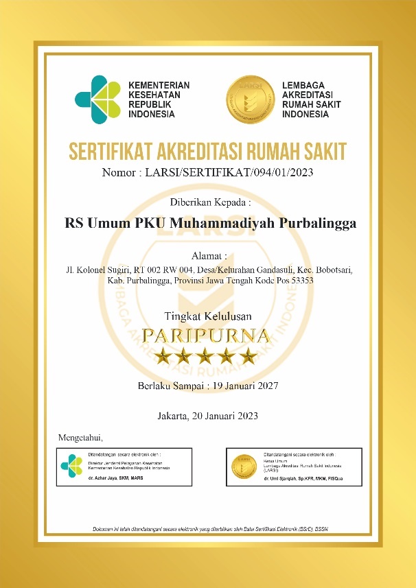 Sertifikat akreditasi Paripurna LARSI